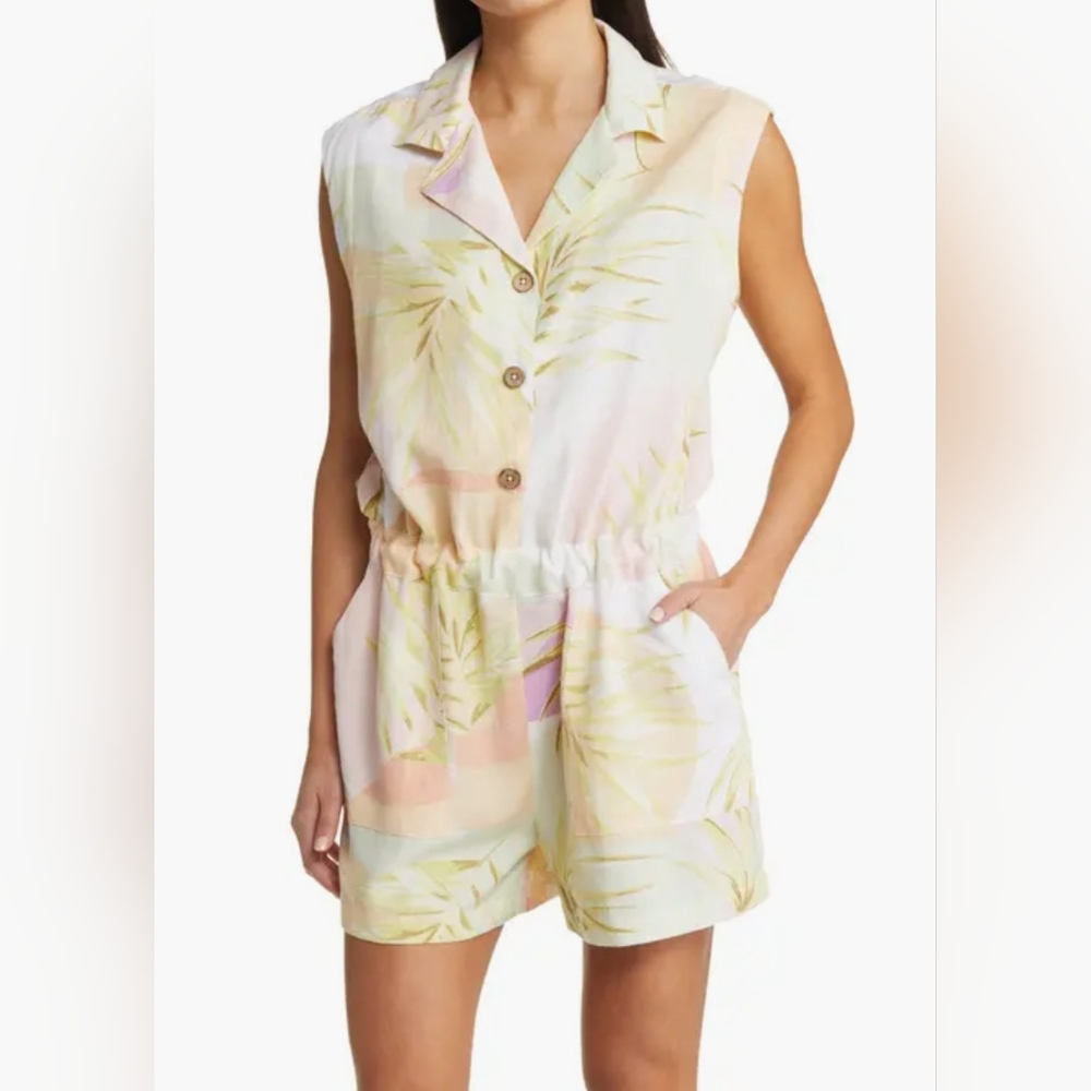Multicolor Pastel Leaf Short Romper